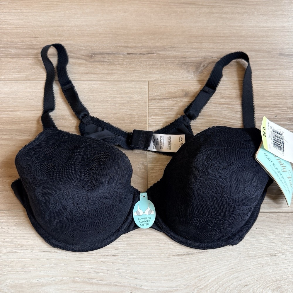 Vintage Vanity Fair Bra Black 38D Full Coverage Contour NWT Style 75-243